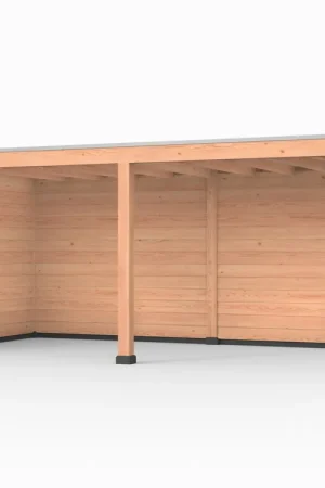 Laatste Versie Douglas overkapping, 600 x 300, met achterwand en zijwand, Westwood Elegant